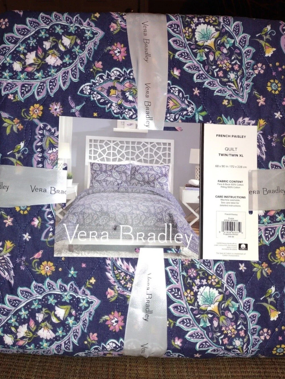 Vera Bradley Purple French Paisley Twin/Twin XL Quilt